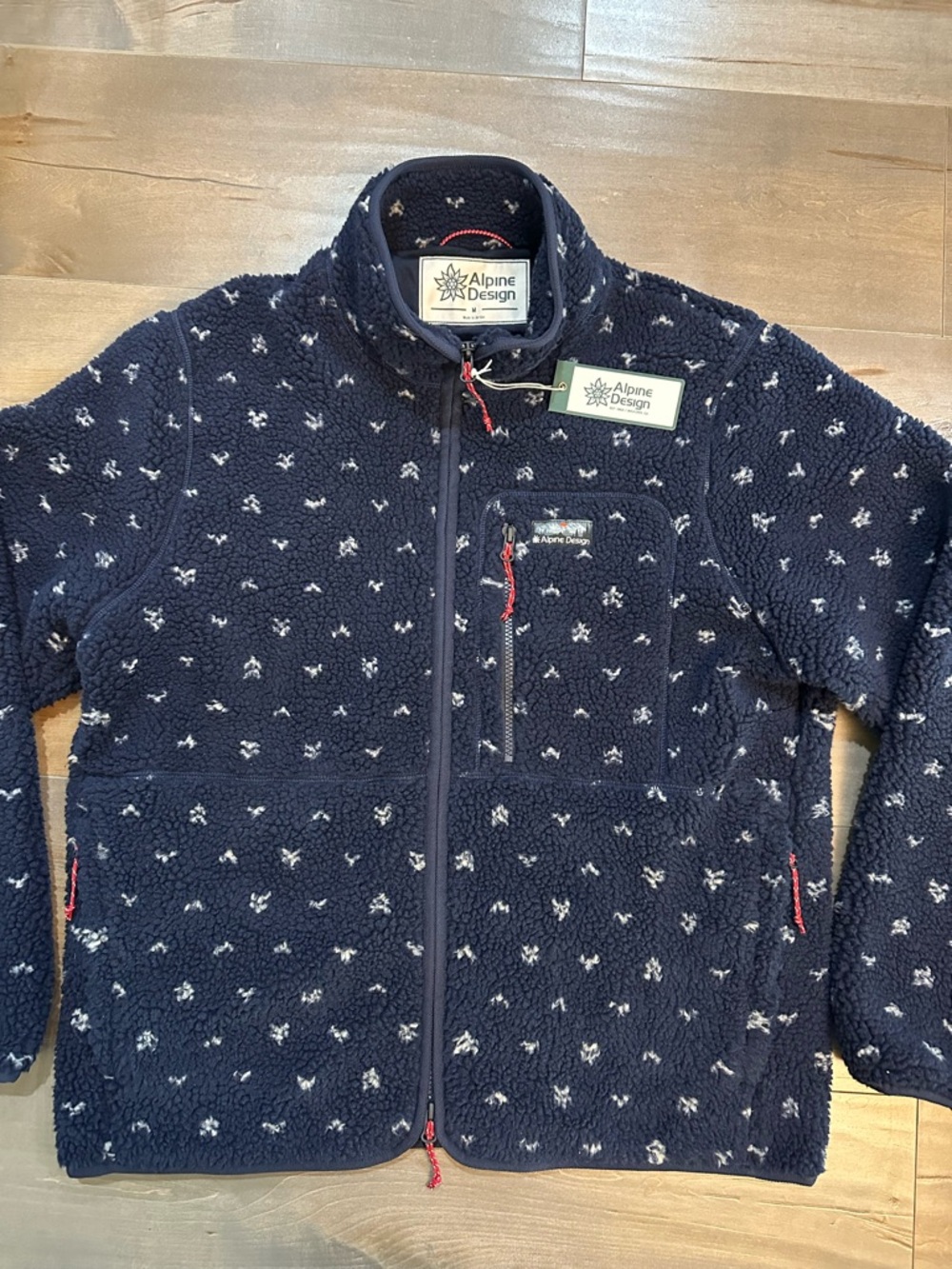 Alpine Design Navy Patterned Sherpa Jacket with Subtle Light Pattern - Picture 8 of 14